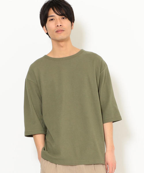 green label relaxing（グリーンレーベルリラクシング）の「CM ガーター ボートネック 5分袖 カットソー ◆（Tシャツ/カットソー・メンズ・ベージュ/ライトブルー/オリーブ/ネイビー/レッド/ホワイト・L/S/M）」の3枚目の写真