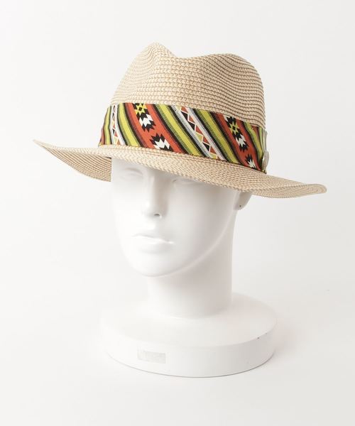 チャイハネ（チャイハネ）の「【チャイハネ】ネイティブ柄テープペーパーハット（ハット・レディース・ベージュ/ブラウン・FREE）」の4枚目の写真
