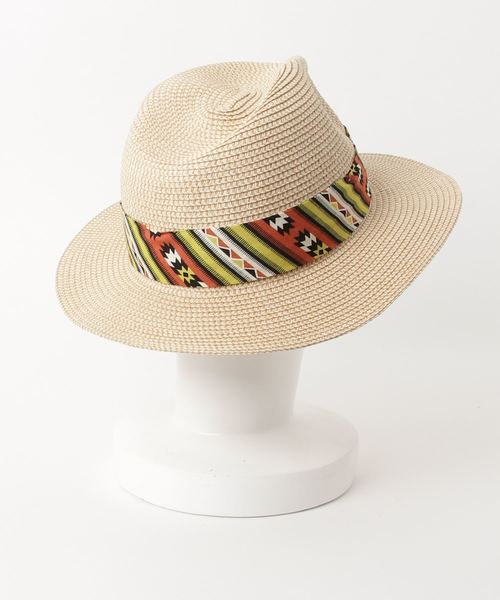 チャイハネ（チャイハネ）の「【チャイハネ】ネイティブ柄テープペーパーハット（ハット・レディース・ベージュ/ブラウン・FREE）」の3枚目の写真