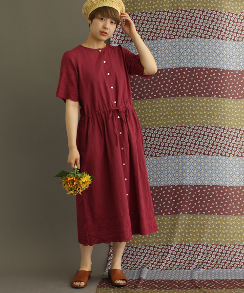 Par Ici パーリッシィ の ひまわり刺繍 スカラップワンピース ワンピース Wear