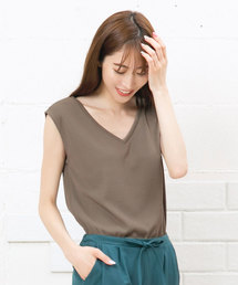 KOBE LETTUCE | 両Vネック2wayフレンチスリーブリブカットソートップス＊レディース/Tシャツ[C3402]神戸レタス(Tシャツ/カットソー)