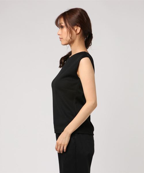 KOBE LETTUCE（コウベレタス）の「両Vネック2wayフレンチスリーブリブカットソートップス＊レディース/Tシャツ[C3402]神戸レタス（Tシャツ/カットソー・レディース・ブラック/カーキ/グレイッシュベージュ・FREE）」の4枚目の写真