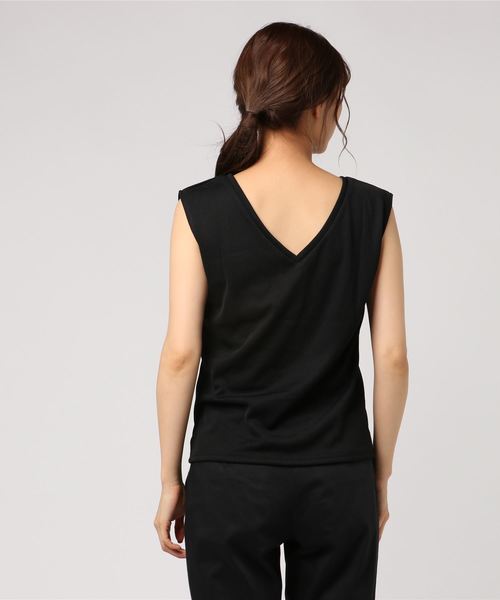 KOBE LETTUCE（コウベレタス）の「両Vネック2wayフレンチスリーブリブカットソートップス＊レディース/Tシャツ[C3402]神戸レタス（Tシャツ/カットソー・レディース・ブラック/カーキ/グレイッシュベージュ・FREE）」の5枚目の写真