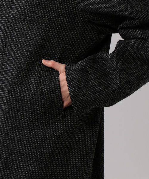 Steven Alan（スティーブンアラン）の「＜Steven Alan＞HARRIS TWEED HALF BAL COLLAR COAT/コート（ステンカラーコート・メンズ・ブラック・LARGE/MEDIUM/SMALL）」の6枚目の写真