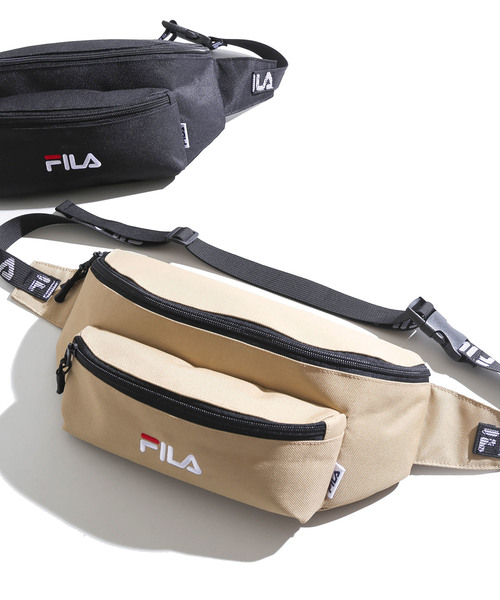 FILA(フィラ)の「∴WEGO/FILA別注ロゴテープウエストバッグ(ボディバッグ/ウエストポーチ・メンズ・ブラック/ベージュ/ネイビー・FREE)」の3枚目の写真