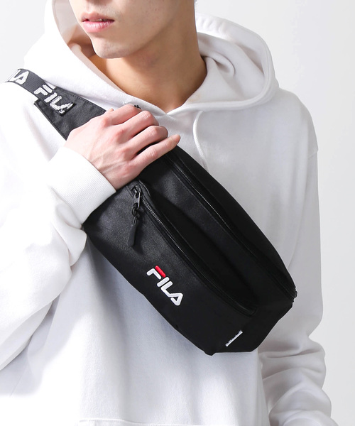 FILA(フィラ)の「∴WEGO/FILA別注ロゴテープウエストバッグ(ボディバッグ/ウエストポーチ・メンズ・ブラック/ベージュ/ネイビー・FREE)」の20枚目の写真