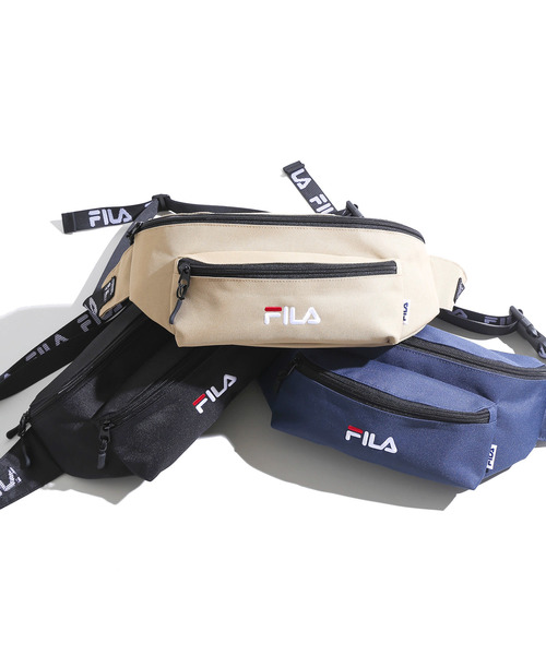FILA(フィラ)の「∴WEGO/FILA別注ロゴテープウエストバッグ(ボディバッグ/ウエストポーチ・メンズ・ブラック/ベージュ/ネイビー・FREE)」の18枚目の写真