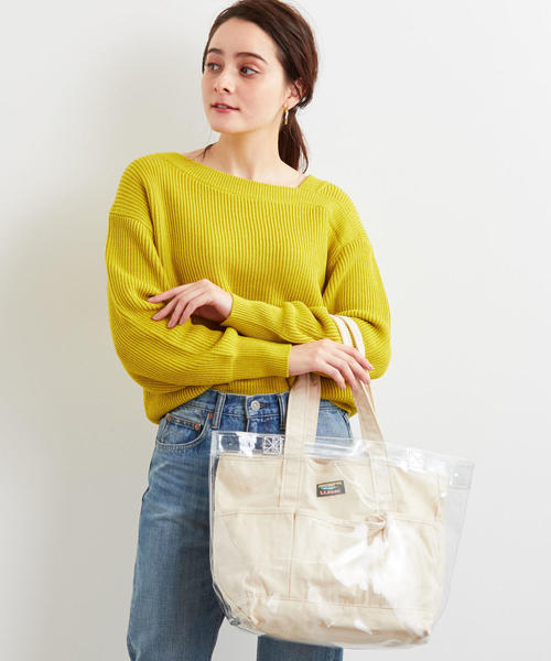 green label relaxing（グリーンレーベルリラクシング）の「[別注]L.L.Bean×GLR SC PVC MID トートバッグ（トートバッグ・レディース・ネイビー/オフホワイト/オリーブ・FREE）」の10枚目の写真