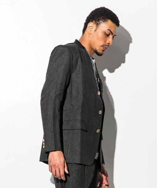 C DIEM(カルペディエム)の「C DIEM(カルペディエム)ノーカラージャケット(ノーカラージャケット・メンズ・チャコールグレー・SMALL/MEDIUM/LARGE)」の10枚目の写真