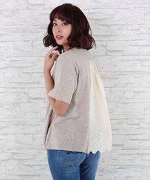 裾刺繍ブラウス挟み込みニットトップス【大きいサイズ対応】【9号(M)~15号(3L)】