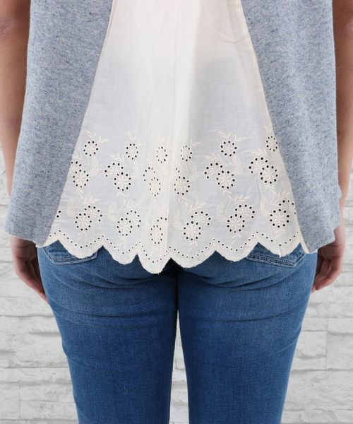 sabstreet my standard（サブストリートマイスタンダード）の「裾刺繍ブラウス挟み込みニットトップス【大きいサイズ対応】【9号(M)～15号(3L)】（ニット/セーター・レディース・ネイビー/ベージュ/ブルー・9号/15号）」の10枚目の写真