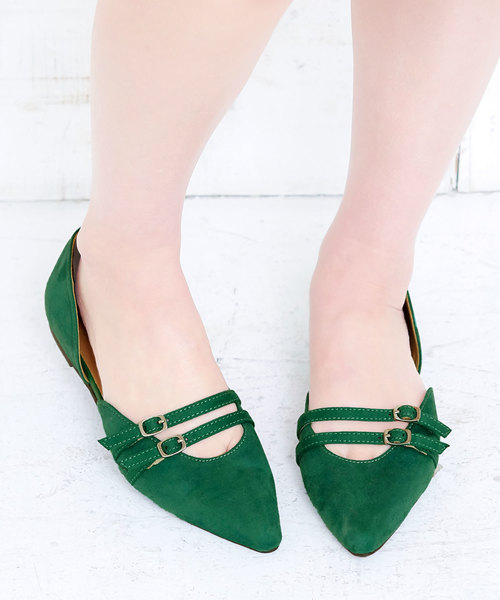 KOBE LETTUCE（コウベレタス）の「ダブルストラップセパレートフラットパンプス（パンプス・レディース・ブラック/ベージュ/シルバー/グリーン/パイソン・L/LL/M/S）」の4枚目の写真