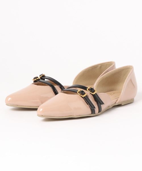 KOBE LETTUCE（コウベレタス）の「ダブルストラップセパレートフラットパンプス（パンプス・レディース・ブラック/ベージュ/シルバー/グリーン/パイソン・L/LL/M/S）」の9枚目の写真