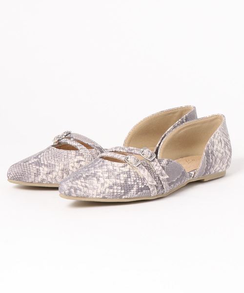 KOBE LETTUCE（コウベレタス）の「ダブルストラップセパレートフラットパンプス（パンプス・レディース・ブラック/ベージュ/シルバー/グリーン/パイソン・L/LL/M/S）」の12枚目の写真