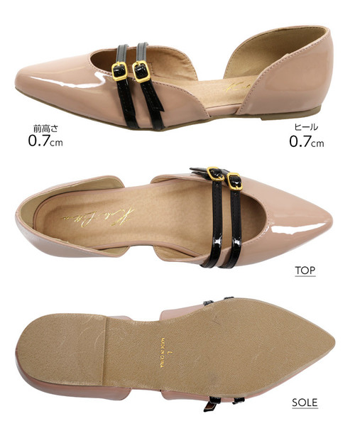 KOBE LETTUCE（コウベレタス）の「ダブルストラップセパレートフラットパンプス（パンプス・レディース・ブラック/ベージュ/シルバー/グリーン/パイソン・L/LL/M/S）」の13枚目の写真