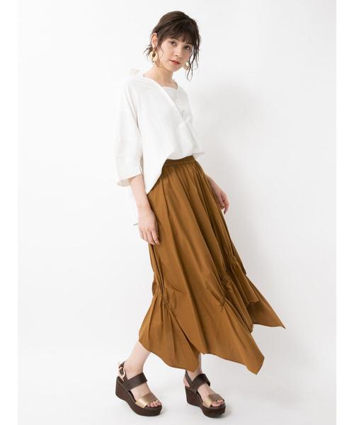 Editt by YECCA VECCA（エディットバイイェッカヴェッカ）の「レーヨン麻２ｗａｙデザインシャツ（シャツ/ブラウス・レディース・ホワイト/ベージュ・FREE）」の20枚目の写真