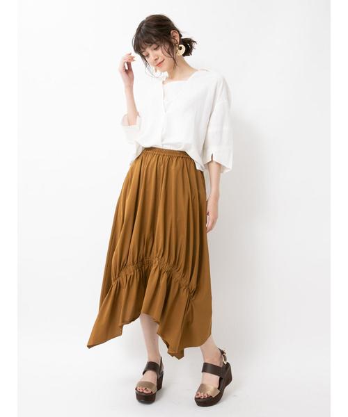 Editt by YECCA VECCA（エディットバイイェッカヴェッカ）の「レーヨン麻２ｗａｙデザインシャツ（シャツ/ブラウス・レディース・ホワイト/ベージュ・FREE）」の21枚目の写真