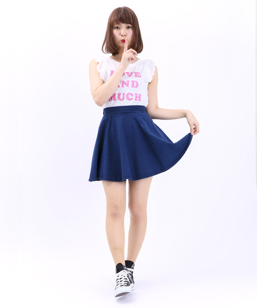 WEGO（ウィゴー）の「WEGO/カットデニムフレアスカート（デニムスカート・レディース・インディゴブルー/ダークインディゴブルー/ライトインディゴブルー・FREE）」の15枚目の写真