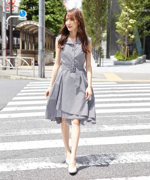 MIIA（ミーア）の「ノースリ開襟シャツワンピース（シャツワンピース