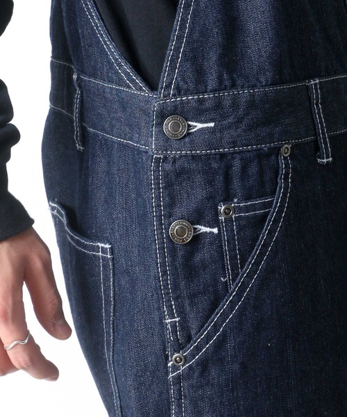 SITRY（シトリー）の「オーバーオール＜デニム・カラー＞サロペット（サロペット/オーバーオール・メンズ・ブラック/オフホワイト/サックスブルー/ストライプ/ワンウォッシュ/オリーブ/キャメル・S/M/L/LL）」の9枚目の写真