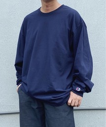 【Champion Authentic LONGSLEEVE T-SHIRTS 】チャンピオン ベーシック ロンT 5.2オンス オーバーサイズ ワンポイント コットン 長袖 Tシャツ CC8C