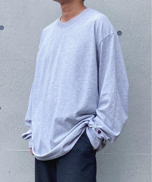 Champion(チャンピオン)の「【Champion Authentic LONGSLEEVE T-SHIRTS 】チャンピオン ベーシック ロンT 5.2オンス オーバーサイズ ワンポイント コットン 長袖 Tシャツ CC8C(Tシャツ/カットソー・メンズ・ロイヤルブルー/杢グレー/レッド/ネイビー/ブラック/ホワイト・M/L/XL/S)」の9枚目の写真