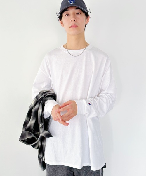 Champion(チャンピオン)の「【Champion Authentic LONGSLEEVE T-SHIRTS 】チャンピオン ベーシック ロンT 5.2オンス オーバーサイズ ワンポイント コットン 長袖 Tシャツ CC8C(Tシャツ/カットソー・メンズ・ロイヤルブルー/杢グレー/レッド/ネイビー/ブラック/ホワイト・M/L/XL/S)」の18枚目の写真