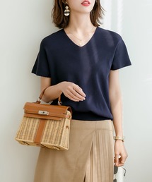 SAISON DE PAPILLON | Vネック半袖サマーニットプルオーバー(ニット/セーター)