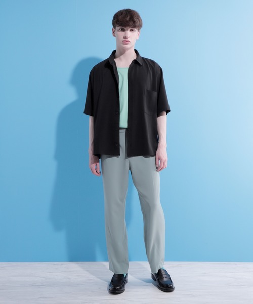 EMMA CLOTHES（エマクローズ）の「ブライトポプリンリラックススクエア レギュラーカラー シャツ Poplin Regular Collar Shirt 1/2 short sleeve（シャツ/ブラウス・メンズ・グリーン系その他/ベージュ系その他/オレンジ系その他/ブラック/ベージュ系その他2/パープル系その他/ベージュ/ブラウン・L/M）」の12枚目の写真