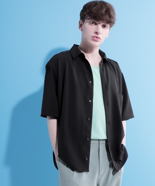 EMMA CLOTHES（エマクローズ）の「ブライトポプリンリラックススクエア レギュラーカラー シャツ Poplin Regular Collar Shirt 1/2 short sleeve（シャツ/ブラウス・メンズ・グリーン系その他/ベージュ系その他/オレンジ系その他/ブラック/ベージュ系その他2/パープル系その他/ベージュ/ブラウン・L/M）」の11枚目の写真