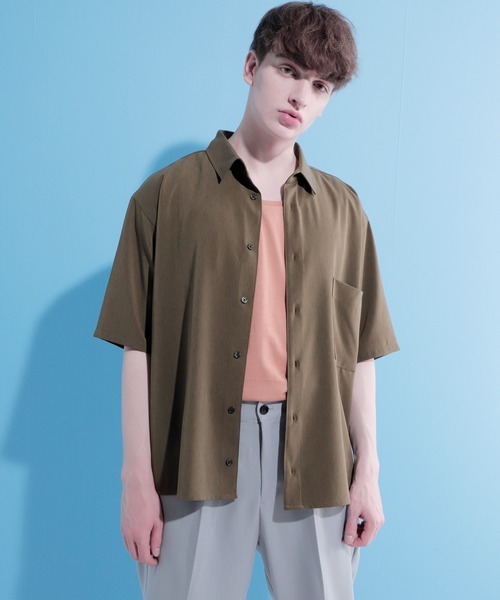 EMMA CLOTHES（エマクローズ）の「ブライトポプリンリラックススクエア レギュラーカラー シャツ Poplin Regular Collar Shirt 1/2 short sleeve（シャツ/ブラウス・メンズ・グリーン系その他/ベージュ系その他/オレンジ系その他/ブラック/ベージュ系その他2/パープル系その他/ベージュ/ブラウン・L/M）」の13枚目の写真