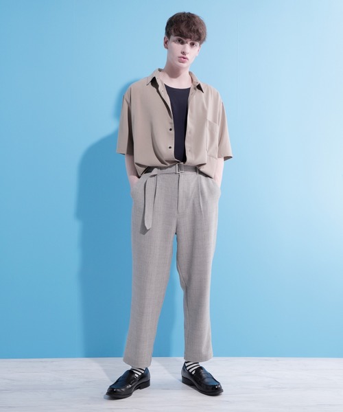 EMMA CLOTHES（エマクローズ）の「ブライトポプリンリラックススクエア レギュラーカラー シャツ Poplin Regular Collar Shirt 1/2 short sleeve（シャツ/ブラウス・メンズ・グリーン系その他/ベージュ系その他/オレンジ系その他/ブラック/ベージュ系その他2/パープル系その他/ベージュ/ブラウン・L/M）」の15枚目の写真