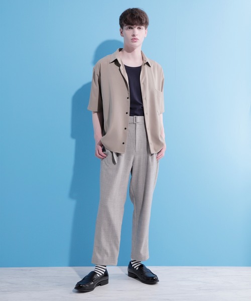 EMMA CLOTHES（エマクローズ）の「ブライトポプリンリラックススクエア レギュラーカラー シャツ Poplin Regular Collar Shirt 1/2 short sleeve（シャツ/ブラウス・メンズ・グリーン系その他/ベージュ系その他/オレンジ系その他/ブラック/ベージュ系その他2/パープル系その他/ベージュ/ブラウン・L/M）」の17枚目の写真