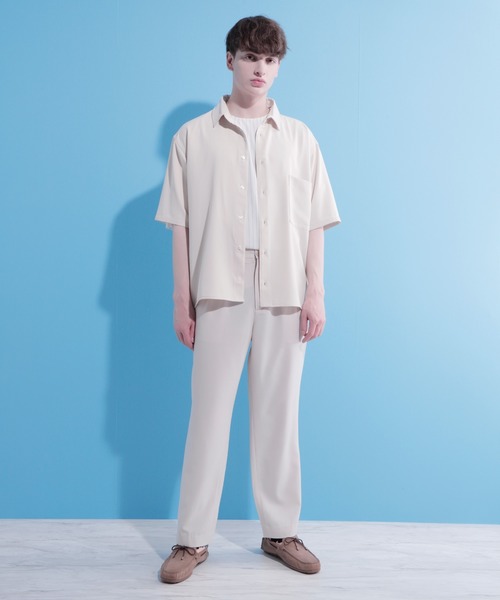 EMMA CLOTHES（エマクローズ）の「ブライトポプリンリラックススクエア レギュラーカラー シャツ Poplin Regular Collar Shirt 1/2 short sleeve（シャツ/ブラウス・メンズ・グリーン系その他/ベージュ系その他/オレンジ系その他/ブラック/ベージュ系その他2/パープル系その他/ベージュ/ブラウン・L/M）」の18枚目の写真
