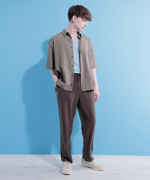 EMMA CLOTHES（エマクローズ）の「ブライトポプリンリラックススクエア レギュラーカラー シャツ Poplin Regular Collar Shirt 1/2 short sleeve（シャツ/ブラウス・メンズ・グリーン系その他/ベージュ系その他/オレンジ系その他/ブラック/ベージュ系その他2/パープル系その他/ベージュ/ブラウン・L/M）」の20枚目の写真