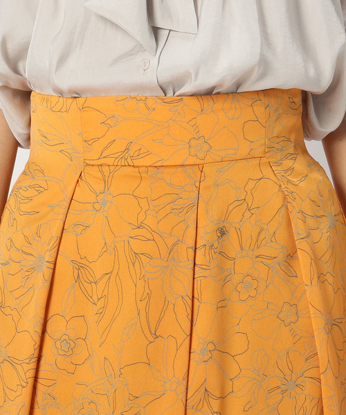 Tiara（ティアラ）の「ラインフラワープリントタックフレアスカート（スカート・レディース・グレー/オレンジ/ミント・S/M）」の6枚目の写真