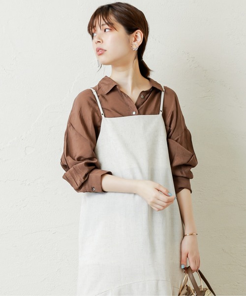 natural couture（ナチュラルクチュール）の「シアービッグシャツ（シャツ/ブラウス・レディース・ベージュ/ブラウン/イエロー/オレンジ・FREE）」の2枚目の写真