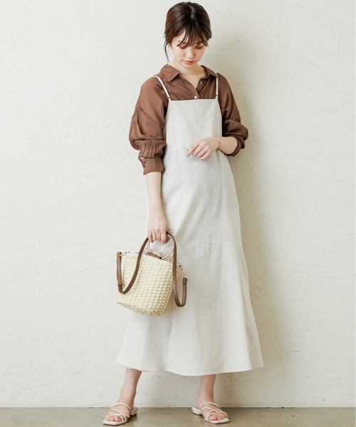 natural couture（ナチュラルクチュール）の「シアービッグシャツ（シャツ/ブラウス・レディース・ベージュ/ブラウン/イエロー/オレンジ・FREE）」の10枚目の写真