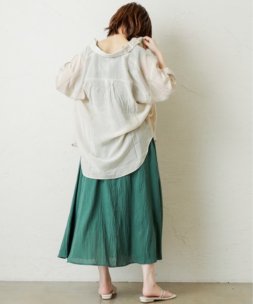 natural couture（ナチュラルクチュール）の「シアービッグシャツ（シャツ/ブラウス・レディース・ベージュ/ブラウン/イエロー/オレンジ・FREE）」の15枚目の写真