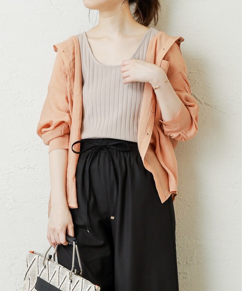 natural couture（ナチュラルクチュール）の「シアービッグシャツ（シャツ/ブラウス・レディース・ベージュ/ブラウン/イエロー/オレンジ・FREE）」の16枚目の写真