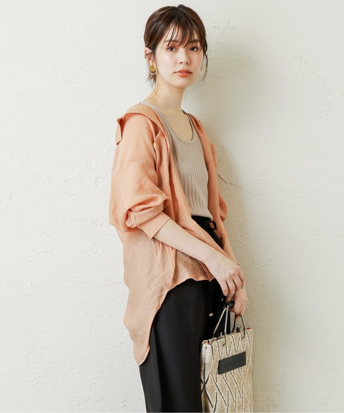 natural couture（ナチュラルクチュール）の「シアービッグシャツ（シャツ/ブラウス・レディース・ベージュ/ブラウン/イエロー/オレンジ・FREE）」の18枚目の写真