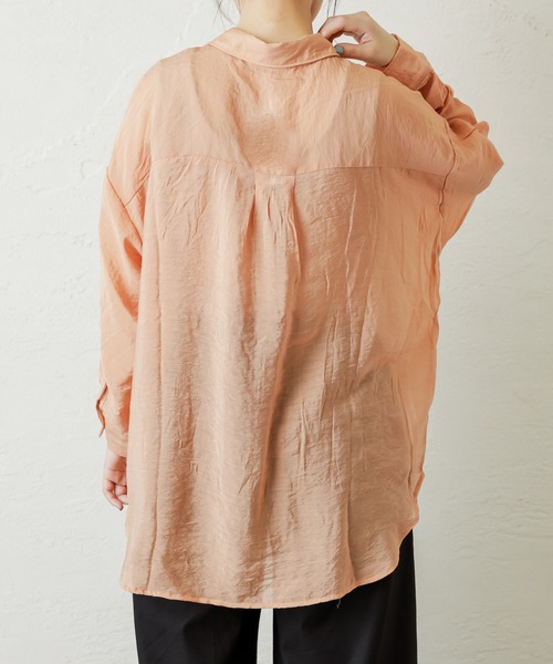 natural couture（ナチュラルクチュール）の「シアービッグシャツ（シャツ/ブラウス・レディース・ベージュ/ブラウン/イエロー/オレンジ・FREE）」の9枚目の写真