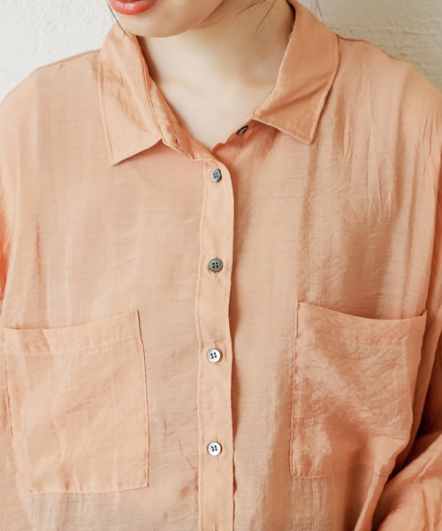 natural couture（ナチュラルクチュール）の「シアービッグシャツ（シャツ/ブラウス・レディース・ベージュ/ブラウン/イエロー/オレンジ・FREE）」の14枚目の写真