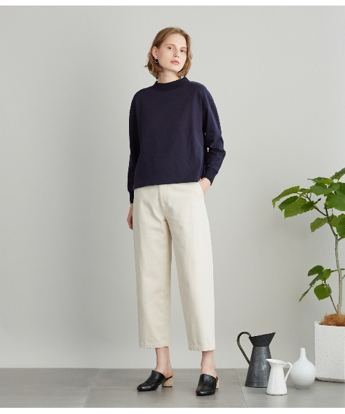 SIPULI（シプリ）の「エイジングスーピマコットン　モックネックカットソー（Tシャツ/カットソー・レディース・ライトグレー/ネイビー・2/3）」の8枚目の写真