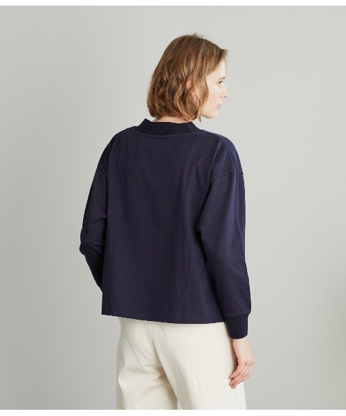 SIPULI（シプリ）の「エイジングスーピマコットン　モックネックカットソー（Tシャツ/カットソー・レディース・ライトグレー/ネイビー・2/3）」の5枚目の写真