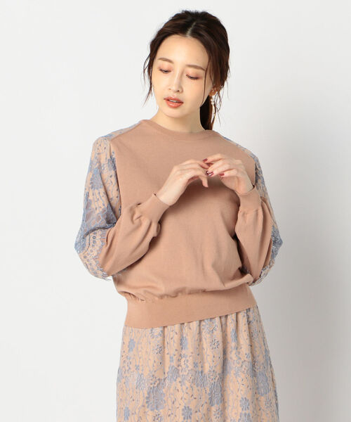 NOLLEY’S（ノーリーズ）の「レース付前後2WAYクルーネックカーディガン（カーディガン/ボレロ・レディース・ベージュ/ブラウン・38/36）」の3枚目の写真