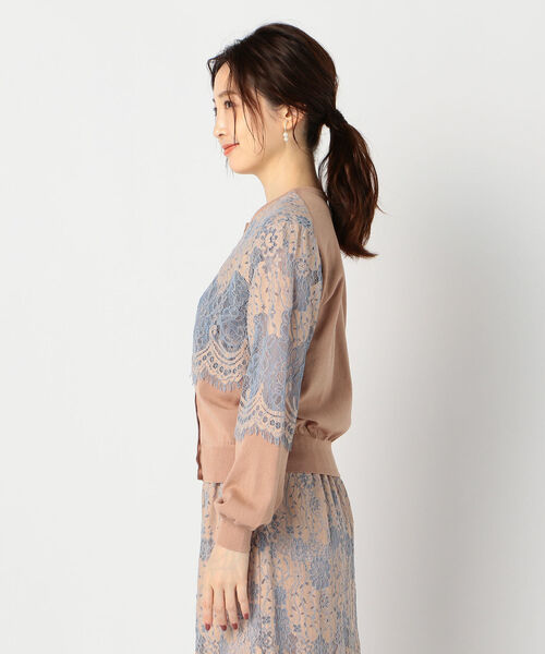 NOLLEY’S（ノーリーズ）の「レース付前後2WAYクルーネックカーディガン（カーディガン/ボレロ・レディース・ベージュ/ブラウン・38/36）」の5枚目の写真