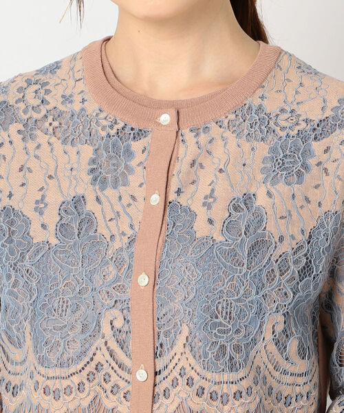 NOLLEY’S（ノーリーズ）の「レース付前後2WAYクルーネックカーディガン（カーディガン/ボレロ・レディース・ベージュ/ブラウン・38/36）」の7枚目の写真