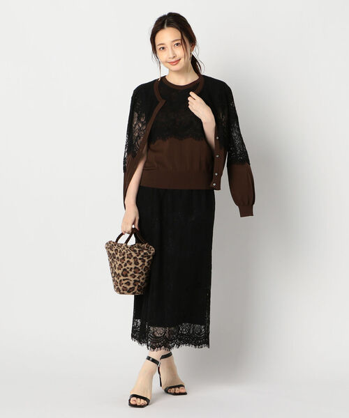 NOLLEY’S（ノーリーズ）の「レース付前後2WAYクルーネックカーディガン（カーディガン/ボレロ・レディース・ベージュ/ブラウン・38/36）」の15枚目の写真