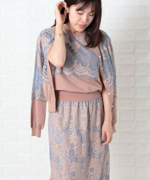 NOLLEY’S（ノーリーズ）の「レース付前後2WAYクルーネックカーディガン（カーディガン/ボレロ・レディース・ベージュ/ブラウン・38/36）」の17枚目の写真